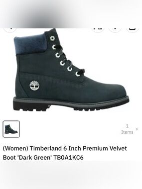 Timberland Women's 6-Inch Premium Velvet Boot in Dark Green and Navy